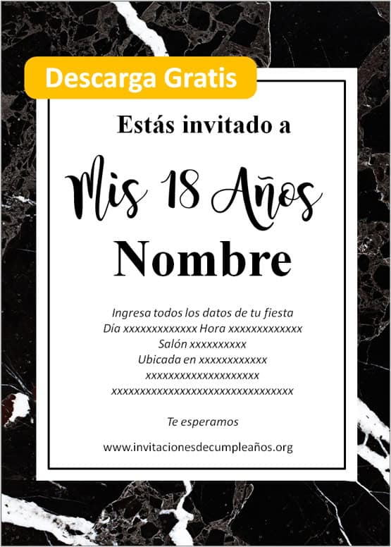 Plantillas para invitaciones de 18 años editables